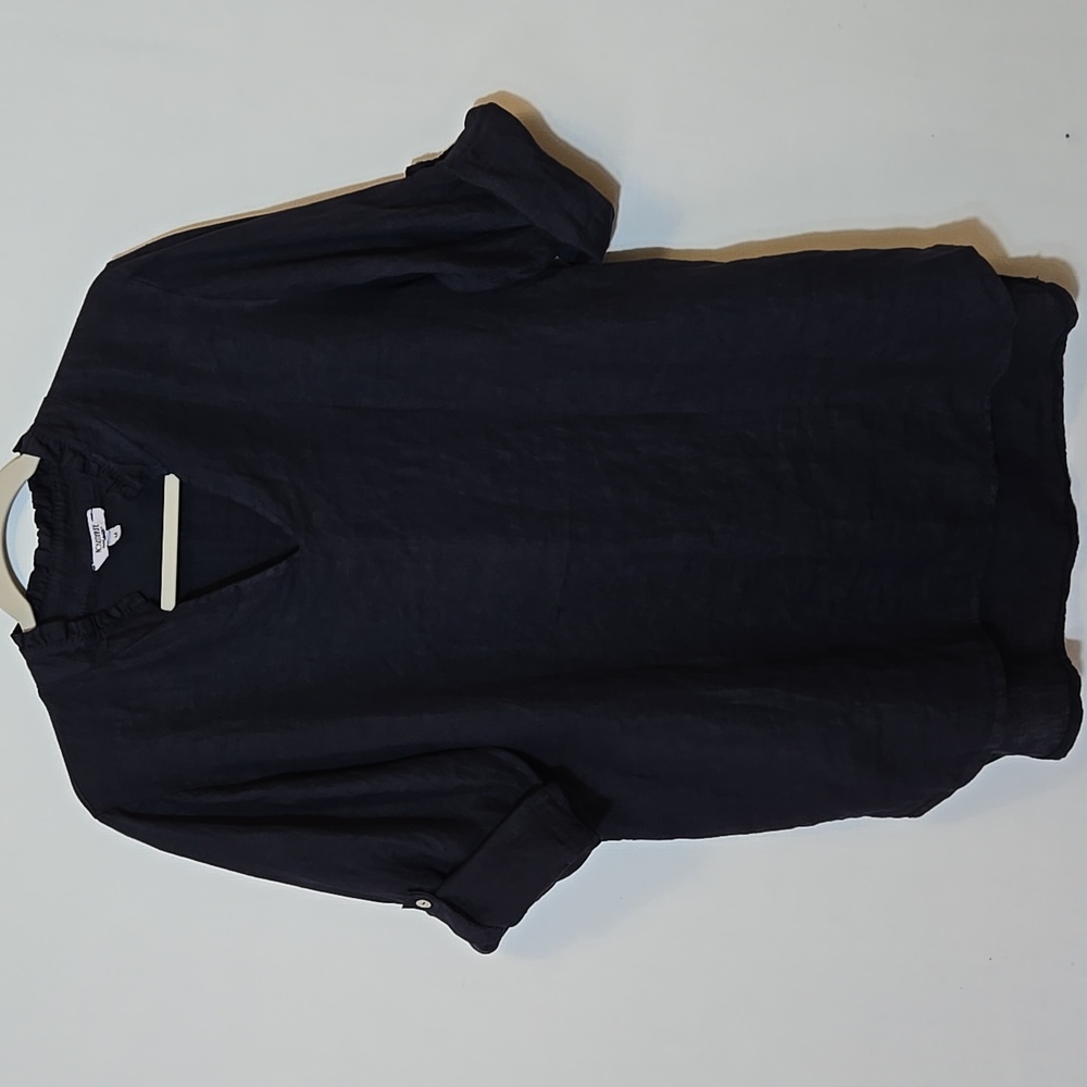 Rosemarine Black Linen Tunic Top Size M Made‎ In Italy Lagenlook Minimalist